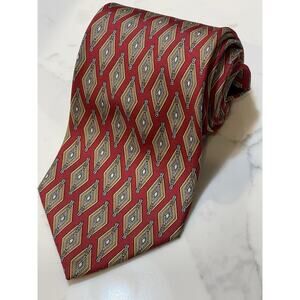 Vintage Alexandre Red Diamond Geometric Tie 61.5 x 4 XL Long